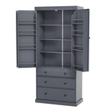[Assembly Video Provided]TOPMAX 77inch Farmhouse Kitchen Pantry, Freestanding Tall Cupboard Storage Cabinet with 3 Adjustable Shelves, 8 Door Shelves, 3 Drawers for Kitchen, Dining Room, Gray