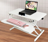32 Inch Desk Converter, Height Adjustable Sit to Stand Riser, Dual Monitor and Laptop Workstation with Wide Keyboard Tray, Standing Computer Desk, WHITE