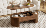 U-Can 47.2''Lift Top Coffee Table with Hidden Compartment, Partially Assembled Wooden Center Table, Modern Oval Lift Tabletop for Home Living Room(OLD SKU: N724P228921D)