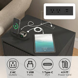(Set of 2)End Table with Fast USB C Charging Station, Sofa Side Table with 3Drawers, Large Storage Modern Wood Storage Cabinet for Living Room,Bedroom,Office, White