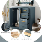 30'' Bathroom Vanity with Ceramic Sink Combo, Solid Wood Frame Bathroom Storage Cabinet, Freestanding Vanity Set with 3 Drawers& Soft Closing Doors