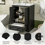 24'' Bathroom Vanity with Ceramic Sink Combo, Modern Freestanding Storage Cabinet  with Silver Handles,  Soft Closing Doors