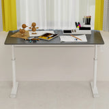 Adjustable study desk suitable for children and adults, height-adjustable, multifunctional home office desk, compact design, desktop dimensions: 60cm × 120cm, white frame, gray tabletop.