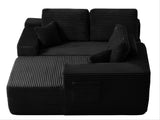 104" Cloud Sectional Sofa with L-Shape Chaise and Side Pockets , Modern Modular Design, Deep Seating, Upholstered Couch for Living Room/Bedroom, No Assembly Required (Plush Fabric), Black,Right