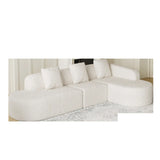 111.8-inch L-shaped curved modular sofa, modern design featuring lychee-textured long-pile polyester fabric, curved backrest with three pillows
