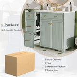36" Bathroom Vanity with Ceramic Sink, Standard and Double-Layer Drawers, Soft Close Doors, Adjustable Shelves, Modern Storage Cabinet for Small and Medium Bathrooms