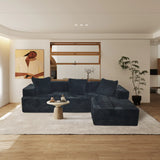 Compression Sectional Couch with Comfy Chaise, Boneless L Shape Sofa with Deep Seat, Minimalist Modular Couches Sleeper for Living Room Bedroom Apartment Lounge,corduroy,Black (102.4x66.9x24.8inch)