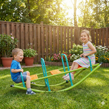 XSS008 high quality kids seesaw plastic seat playground equipment cute baby plastic rocker outdoor children blue and green  steel tube for kids age 3+