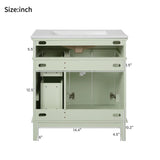 30" Bathroom Vanity with Ceramic Sink, Modern Storage Cabinet with Soft-Close Doors, Deep Drawer & Standard Drawer, Stylish Bath Vanity for Small Bathrooms