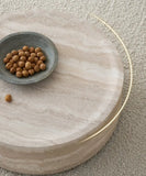 35.43'' Faux MARS Pattern Coffee Tables for Living Room Round Tea Faux Travertine Textured  table for Living Room, No Need Assembly.