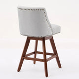 Counter Height Swivel Barstools, 26'' H Seat Height Upholstered Bar Stools Set of 2, Fabric in Ivory