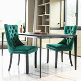 Nikki Collection Modern, High-end Tufted Solid Wood Contemporary Velvet Upholstered Dining Chair with Wood Legs Nailhead Trim 2-Pcs Set,Light Blue, SW2001LB