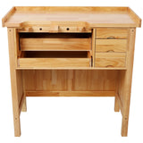 Solid Wood Jewelry Workbench - Wooden Craft Station with Practical Storage Drawers for Jewelry Making