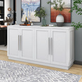 TREXM Sideboard Buffet Cabinet with Storage, Buffet Cabinet with Adjustable Shelves and Silver Handles Sideboard Cabinet for Kitchen, Dining Room, Living Room, Black