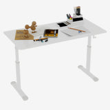 Adjustable study desk suitable for children and adults, height-adjustable, multifunctional home office desk, compact design, desktop dimensions: 60cm × 120cm, white frame, white tabletop.