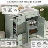 36" Bathroom Vanity with Ceramic Sink, Standard and Double-Layer Drawers, Soft Close Doors, Adjustable Shelves, Modern Storage Cabinet for Small and Medium Bathrooms