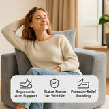Modular L-Shaped Sectional Sofa, All-Foam Deep-Seat Couch in Plush Textured Chenille, Includes 5 Matching Pillows, Compressed Shipping, 111" W × 74" D × 23.6" H-Grey