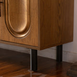 59.84" Gold-Toned 4-Door Sideboard Buffet Cabinet - Solid Wood & MDF Arched Door Storage Console Table for Dining Room/Living Room