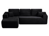 104" Cloud Sectional Sofa with L-Shape Chaise and Side Pockets , Modern Modular Design, Deep Seating, Upholstered Couch for Living Room/Bedroom, No Assembly Required (Plush Fabric), Black, Left-facing
