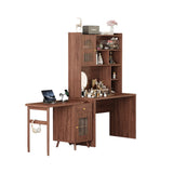 Computer Desk with 90 Degree Rotating Desktop, 43x70 Inch Office Desk with Storage Drawer and Cabinets, Gaming Desk with Shelves, Writing Desk for Study, Work Desk for Home (Old SKU:N733P279101D)