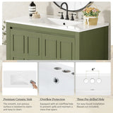 36 " Bathroom Vanity Organizer with Ceramic Sink, Set Bathroom Storage Cabinet, Olive Green(Old SKU:SV000004AAF)