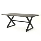 Rolando Outdoor Aluminum Dining Table with Steel Frame, Grey / Black