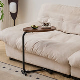 2-pieces Brown C-shaped Side Table, Small Sofa Table for Small Spaces, Living Room, Bedroom