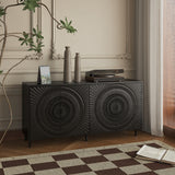 Modern Black Wood Sideboard Buffet Accent Bedroom Media Hallway Curio Kitchen Hutch Storage Cabinet Home Furniture For Dining Room,Living Room,Kitchen(BLACK)