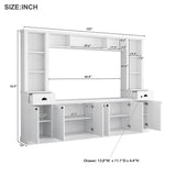 Minimalist Entertainment Wall Unit Set with Bridge for TVs Up to 75'', Ample Storage Space TV Stand with Adjustable Shelves, Modernist Large Media Console for Living Room, White (OLD SKU: SD000031AAK)