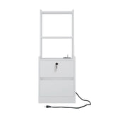 Nightstand with Charging Station, Smart Nightstand with Night Light, Modern Night Stand with Bookshelf, Bedside Tables with Storage Cabinet for Bedroom, White