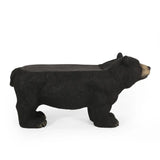 MGO BEAR BENCH, Concrete Outdoor Bench, Outdoor Bench, Matte Black + Black