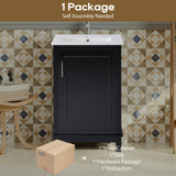 [Viedo] 20 Inch Modern Small Bathroom Vanity Cabinet With Ceramic Basin- 20*14.5*33.3 Inches,Ample Storage,1 Soft Close Door