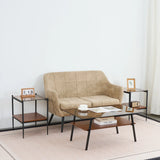 Rectangle Coffee Table, Tempered Glass Tabletop with Black Metal Legs, Modern Table for Living Room , Brown Glass