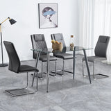 Modern Dining Chairs with Faux Leather Padded Seat Dining Living Room Chairs Upholstered Chair with Metal Legs Design for Kitchen, Living, Bedroom, Dining Room Side Chairs Set of 6 (Grey+PU)C-001