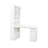 L-Shaped Corner Computer Desk  for Home Office or Study desk, Study Modern Style Table with Drawers, Bookshelf & Hutch, 2-in-1 L-Shaped Design, Large Working Space,white