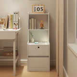 Nightstand with Charging Station, Smart Nightstand with Night Light, Modern Night Stand with Bookshelf, Bedside Tables with Storage Cabinet for Bedroom, White