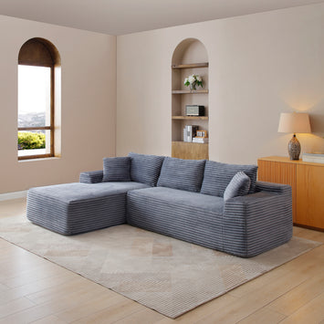 105'' Modular Sectional Sofa, Cloud Sectional Couch with Deep Seat, Modern Modular L-Shape Sofa Couch with Chaise,Upholstered Couches for Living Room Bedroom,No Assembly, (Grey)