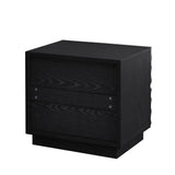 Solid Wood Nightstands Set of 2, Bedside Table with 2 Drawers, No Handles, Sofa End Table for Living Room, Bedrooms,Black