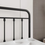 Metal Platform Bed Frame, Victorian Style Headboard/Footboard/Under Bed Storage/No Box Spring Needed/Full Size Black