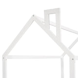 {Slats are not included}Twin Size Wood Bed House Bed Frame with Fence,for Kids,Teens, Girls,Boys {White}{OLD SKU:WF194274AAK}