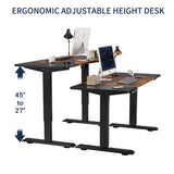 55"×24" Black&Rustic brown Electric Standing Desk Height Adjustable Desk for Home and Office Computer Table Gaming Desk Modern  Lift-up Desk