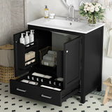 30 Inch Green Bathroom Vanity with Single Sink, Combination Under Counter Sink, Bathroom Storage Cabinet with 2 Doors and a Drawer, Soft Closure, Multifunctional Storage(WF324043)