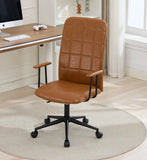 Antique brown PU leather color office chair 2 SETS, with armrest, high backrest, 360 degree swivel , up and down adjustable gaslift,black powder coated frame,five star base, black wheels