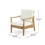 Club Chairs Laurent 500lbs Capacity Acacia Outdoor, Teak Finish Patio Furniture Sets with Thick Cushion, Appropriate for Garden Porch