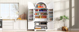 K&K 72" Tall Arched Kitchen Pantry Cabinet with 8 Door Shelves, Fluted Storage Cabinets with 3 Adjustable Shelves, Hidden Drawer, Versatile Cupboard for Kitchen, Dining & Bath Room, White