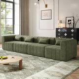 145.5 Inch Modular Full-Compressed Sectional Sofa, Espresso Polyester Upholstered Modular Sofa with 4 Pieces, Compressed Sponge Modular Couch for Living Room