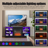TV Stand Electric Fireplace TV Stand with Glass Shelves, 3D Fireplace TV Stand with LED Lights Wood with USB Charging Outlet Modern Television Table Center for TV up to 32-62" White 58''W*15.4''D*24.6