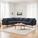 106" W Sectional L Shaped Sofa Couch Set for Living Room, Convertible Oversized 6-Seat Corner Sofa Sets with 2 Pillows, Modern Linen Sofas with Metal Legs for Living Room Apartment