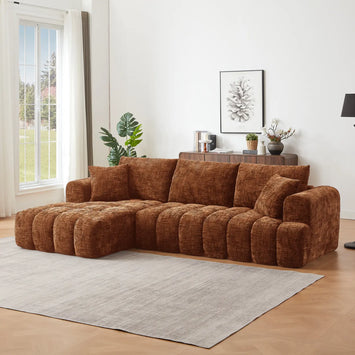 Chenille L-Shape Luxury Sectional Oversized Sofa,Mnimalist Design,Comfy Sleeper Couch for Living Room,Apartment&Reception Spaces,No Assembly Required