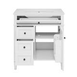 30'' Bathroom Vanity with Top Sink, Modern Bathroom Storage Cabinet with 2 Drawers and a Tip-out Drawer, Single Sink Bathroom Vanity